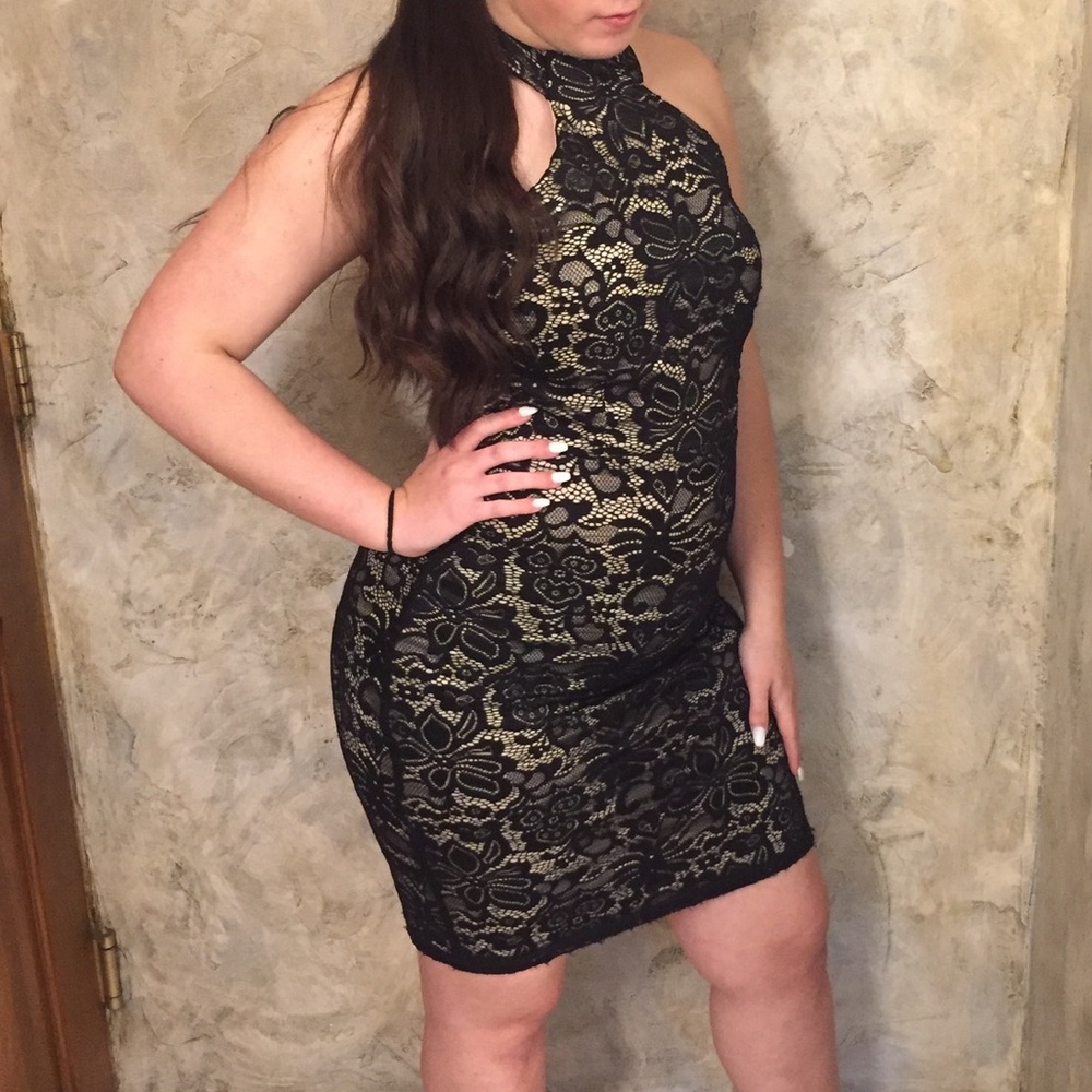 Black Lace Midi Dress